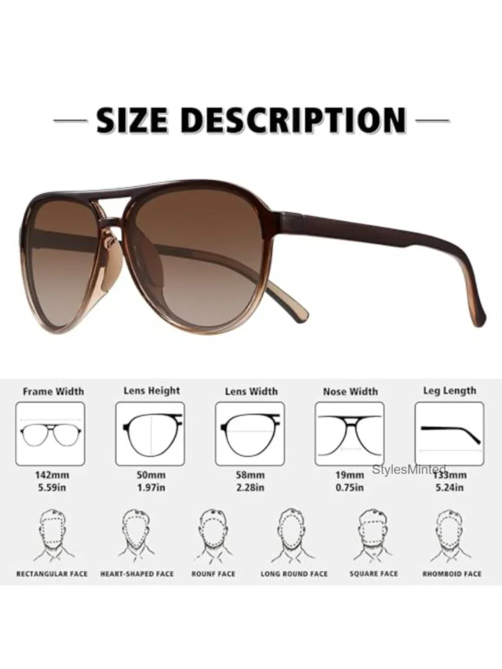 Polarized Aviator Sunglasses for Men Women Classic Retro Sports Driving Running